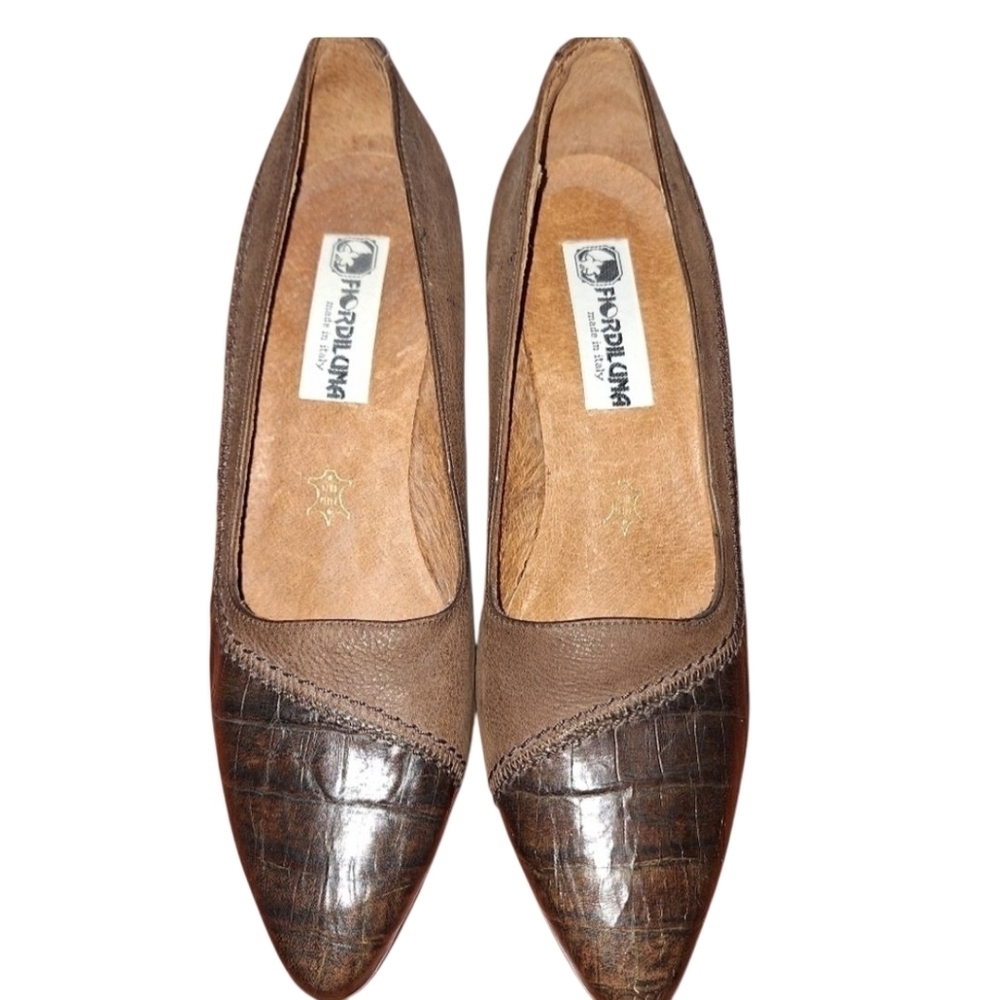 Fiordiluna Leather Heels Made In Italy Size 8